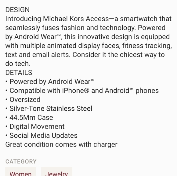 Michael kors smart watch Extra links